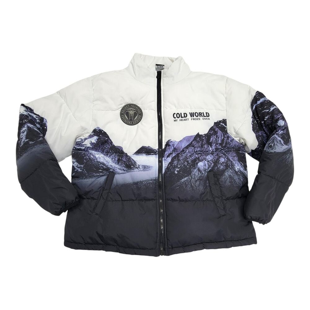 Broken Promises Cold World Puffer Jacket Medium Mountain Mens Streetwear